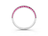 White gold Double Row Pavé Round Pink Sapphire Eternity Band with Channel Setting_45
