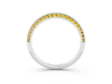 White gold Double Row Pavé Round Yellow Sapphire Eternity Band with Channel Setting_44