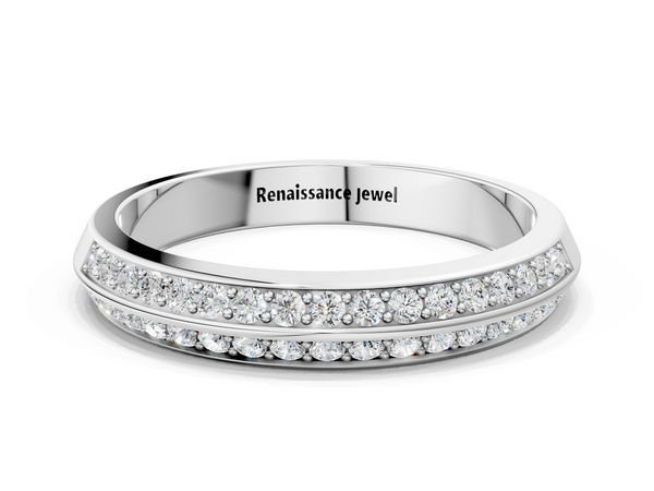 White gold Double Row Round Diamond Channel Set Eternity Band