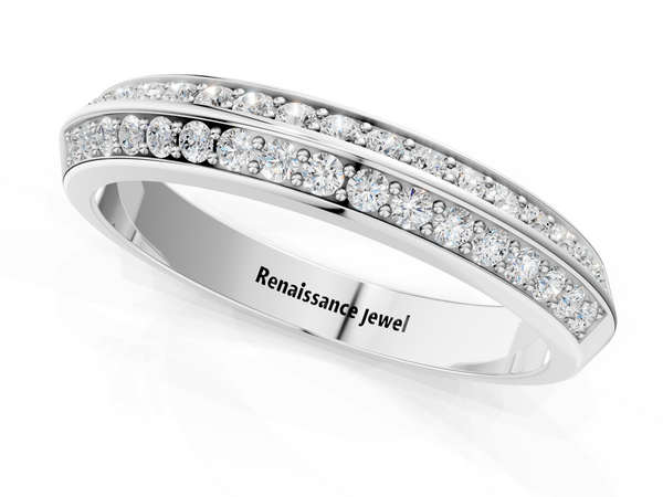 White gold Double Row Round Diamond Channel Set Eternity Band