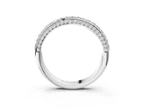White gold Double Row Round Diamond Pavé Curved Band_5