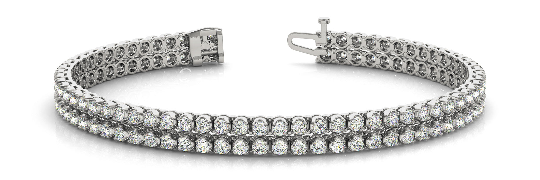 White gold Double Row Round Diamond Tennis Bracelet with Prong Setting