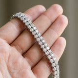 White gold Double Row Round Diamond Tennis Bracelet with Prong Setting_12