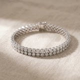 White gold Double Row Round Diamond Tennis Bracelet with Prong Setting_7