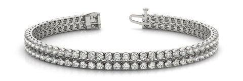 White gold Double Row Round Diamond Tennis Bracelet with Prong Setting