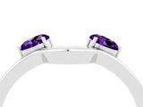 White gold Dual Round Amethyst Open Band Ring with Prong Setting_10