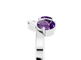White gold Dual Round Amethyst Open Band Ring with Prong Setting_11