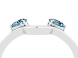 White gold Dual Round Aquamarine Open Band Ring with Prong Setting_10