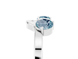 White gold Dual Round Aquamarine Open Band Ring with Prong Setting_11