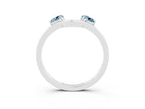 White gold Dual Round Aquamarine Open Band Ring with Prong Setting_9