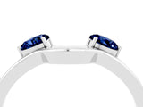 White gold Dual Round Blue Sapphire Open Band Ring with Prong Setting_10