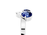 White gold Dual Round Blue Sapphire Open Band Ring with Prong Setting_11