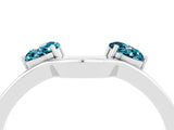 White gold Dual Round Blue Topaz Open Band Ring with Prong Setting_10