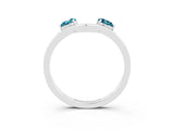 White gold Dual Round Blue Topaz Open Band Ring with Prong Setting_9