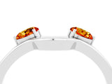 White gold Dual Round Citrine Open Band Ring with Prong Setting_10