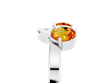 White gold Dual Round Citrine Open Band Ring with Prong Setting_11