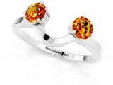 White gold Dual Round Citrine Open Band Ring with Prong Setting_7