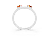 White gold Dual Round Citrine Open Band Ring with Prong Setting_9