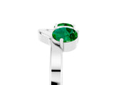 White gold Dual Round Emerald Open Band Ring with Prong Setting_11