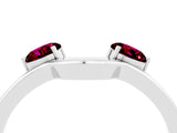 White gold Dual Round Garnet Open Band Ring with Prong Setting_10