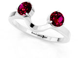 White gold Dual Round Garnet Open Band Ring with Prong Setting_7