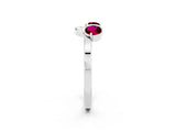 White gold Dual Round Garnet Open Band Ring with Prong Setting_8