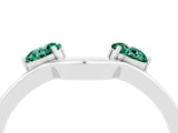 White gold Dual Round Green Sapphire Open Band Ring with Prong Setting_10