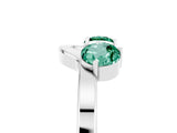 White gold Dual Round Green Sapphire Open Band Ring with Prong Setting_11