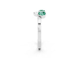 White gold Dual Round Green Sapphire Open Band Ring with Prong Setting_8