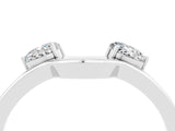 White gold Dual Round Moissanite Open Band Ring with Prong Setting_10