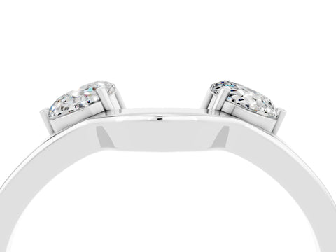 White gold Dual Round Moissanite Open Band Ring with Prong Setting_10