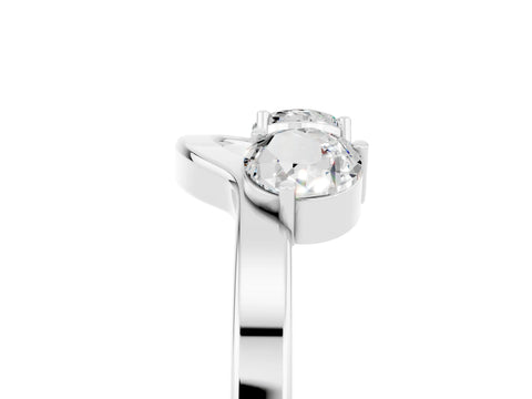 White gold Dual Round Moissanite Open Band Ring with Prong Setting_11