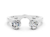 White gold Dual Round Moissanite Open Band Ring with Prong Setting_6