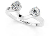 White gold Dual Round Moissanite Open Band Ring with Prong Setting_7