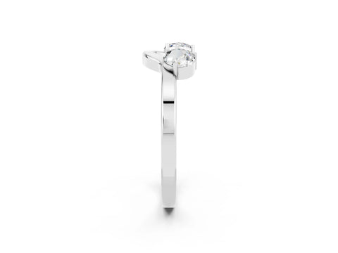 White gold Dual Round Moissanite Open Band Ring with Prong Setting_8