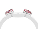 White gold Dual Round Morganite Open Band Ring with Prong Setting_10