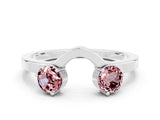 White gold Dual Round Morganite Open Band Ring with Prong Setting_6