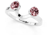 White gold Dual Round Morganite Open Band Ring with Prong Setting_7