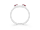 White gold Dual Round Morganite Open Band Ring with Prong Setting_9