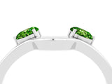 White gold Dual Round Peridot Open Band Ring with Prong Setting_10