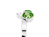 White gold Dual Round Peridot Open Band Ring with Prong Setting_11