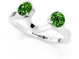 White gold Dual Round Peridot Open Band Ring with Prong Setting_7