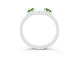 White gold Dual Round Peridot Open Band Ring with Prong Setting_9