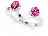 White gold Dual Round Pink Sapphire Open Band Ring with Prong Setting_19