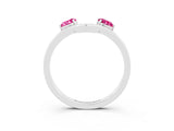White gold Dual Round Pink Sapphire Open Band Ring with Prong Setting_21