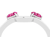 White gold Dual Round Pink Sapphire Open Band Ring with Prong Setting_22