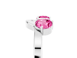 White gold Dual Round Pink Sapphire Open Band Ring with Prong Setting_23