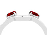 White gold Dual Round Ruby Open Band Ring with Prong Setting_10