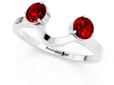 White gold Dual Round Ruby Open Band Ring with Prong Setting_7
