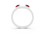 White gold Dual Round Ruby Open Band Ring with Prong Setting_9